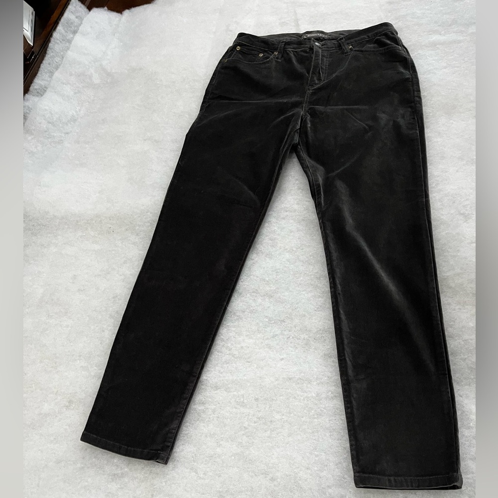 Garnet Hill Charcoal Gray Velvet Slim Fit Pants Women’s 8